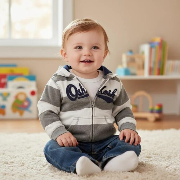 OshKosh B'gosh Striped Zip-Up Hoodie 24 Months - Picture 12 of 12